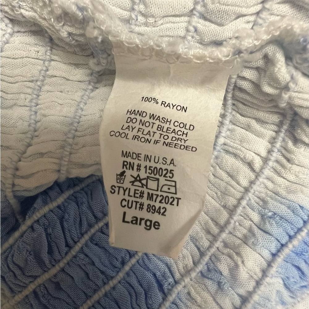 Emory Park NWT tube top top on/off shoulder sleeves blue/white elastic,stretch L - Picture 16 of 16